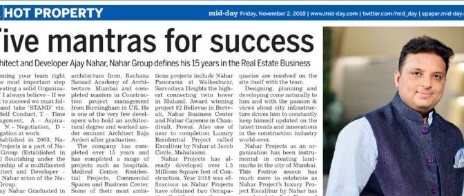 Top 5 Mantra’s for Success by Mr. Ajar Nahar – Mumbai Mirror